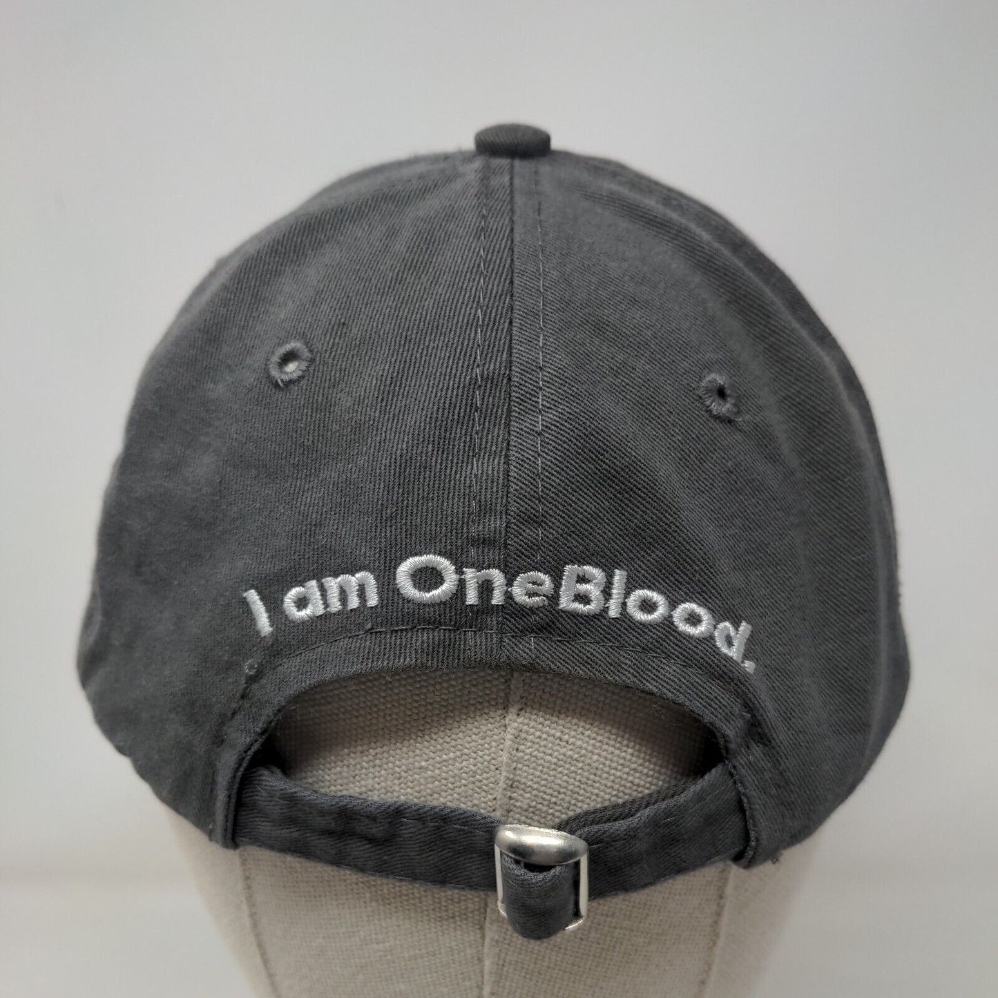 Hero I Am One Blood Slideback Hat Gray One Size Embroidered Adjustable