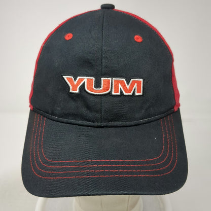 YUM Baseball Cap Black Red One Size Fishing Lure Logo Contrast Stitching Hat