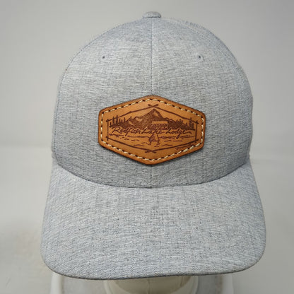 Yupoong Flexfit Baseball Cap Gray XL Leather Patch Heathered Stretch Hat