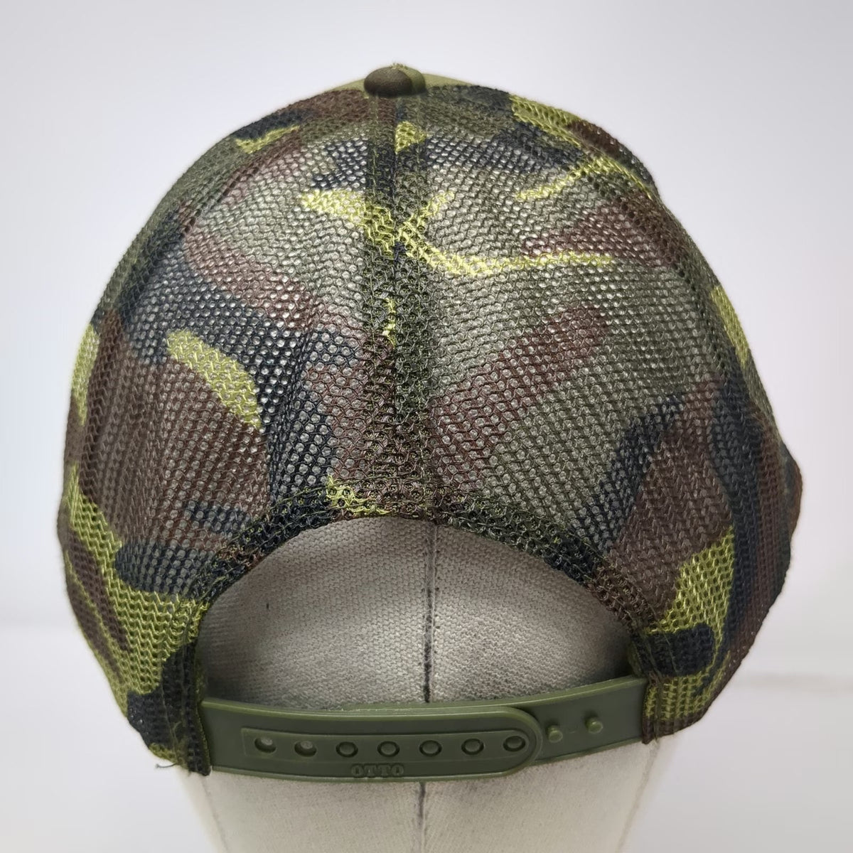 OTTO Trucker Hat Green One Size Camo Mesh Snapback Fighter Jet Graphic Rope