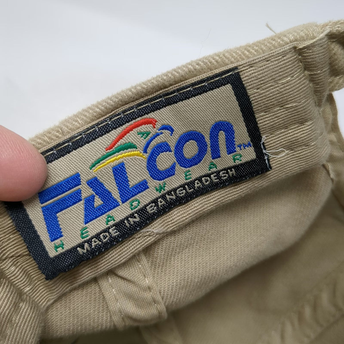 Falcon Headwear Baseball Cap Beige One Size Blue JP Logo Two Tone Slideback hat