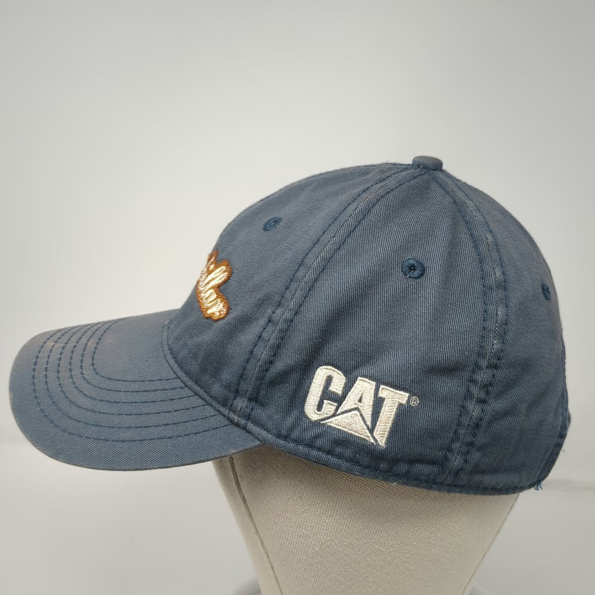 Caterpillar Baseball Cap Blue One Size Script Logo Side Hit Cotton Strapback hat