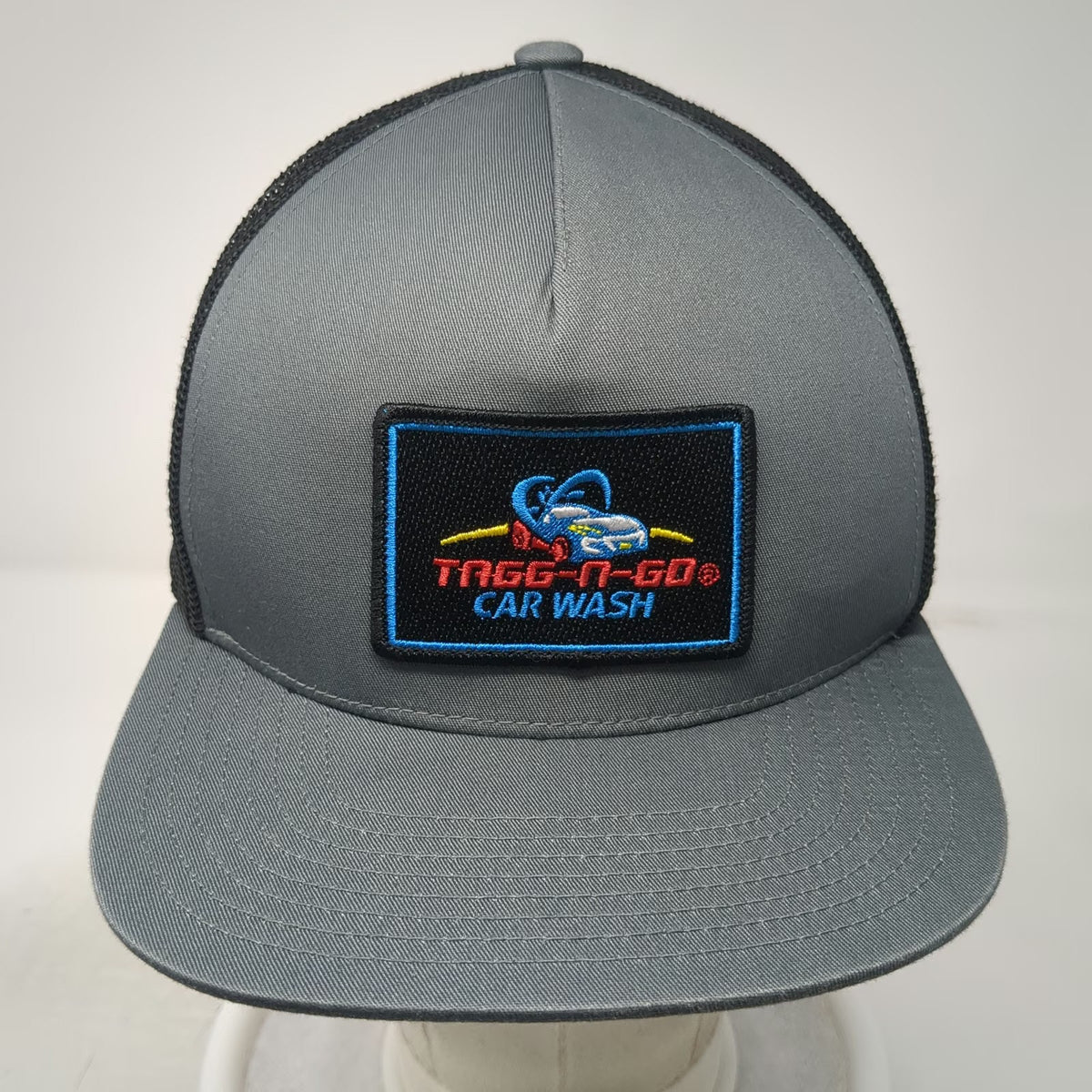 Pacific Headwear Trucker Hat Gray One Size Mesh Snapback Car Wash Logo Flat Bill