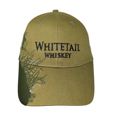 Whitetail Whiskey Strapback Hat Green OSFA Embroidered Deer 6 Panel Cotton