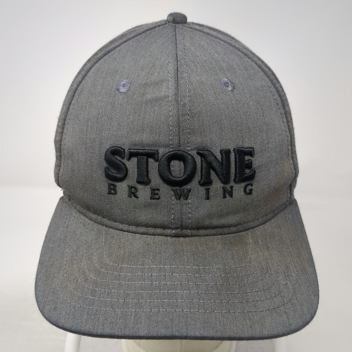 Stone Brewing Snapback Hat Gray One Size Embroidered Logo 6 Panel Baseball Cap