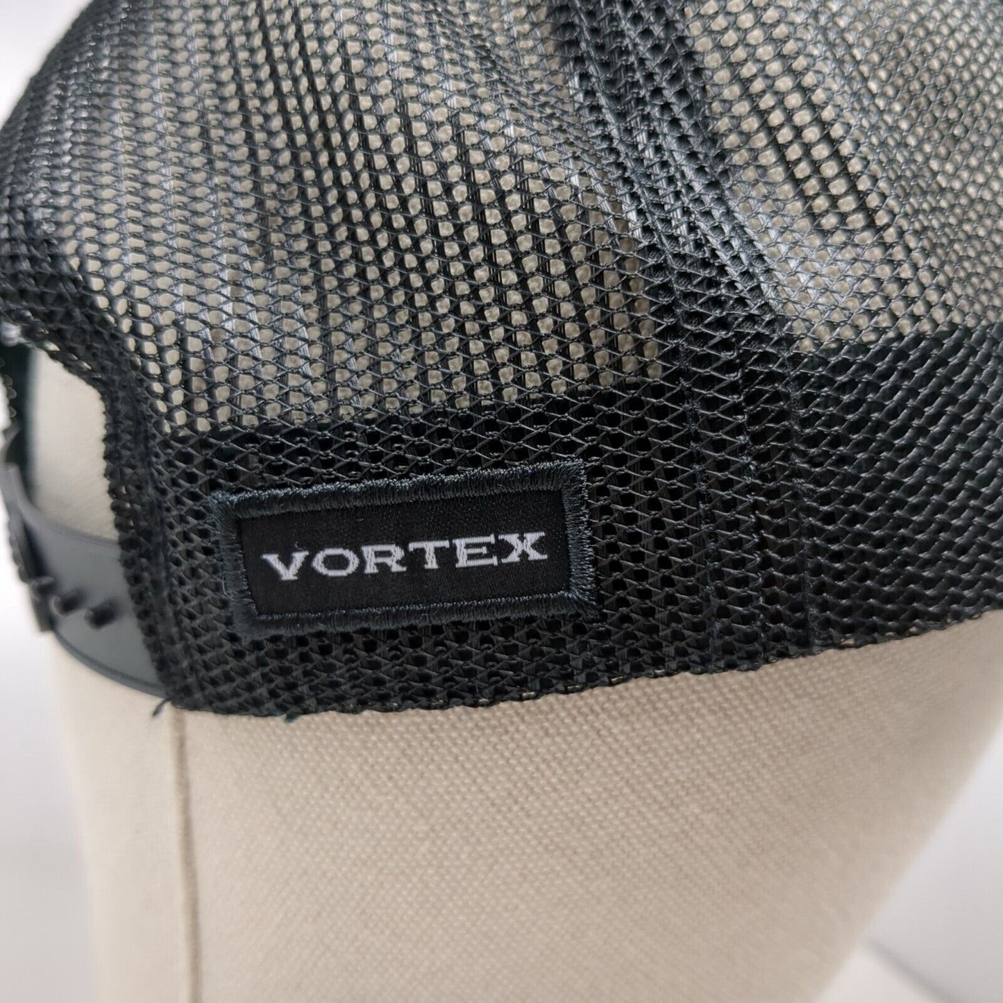 Vortex Snapback Trucker Hat Black OSFM Adjustable Mesh Back Vented Holes