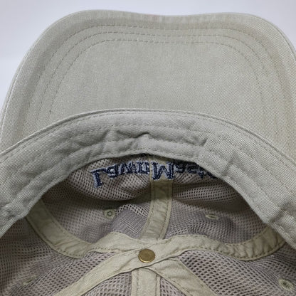 Adams Baseball Cap Beige Blue One Size LawnMaster Virginia Leather Strap Hat