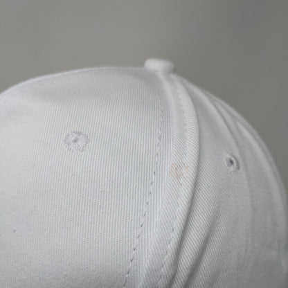 Bee Slideback Hat White Medium Adjustable Embroidered Vented Holes 6 Panel