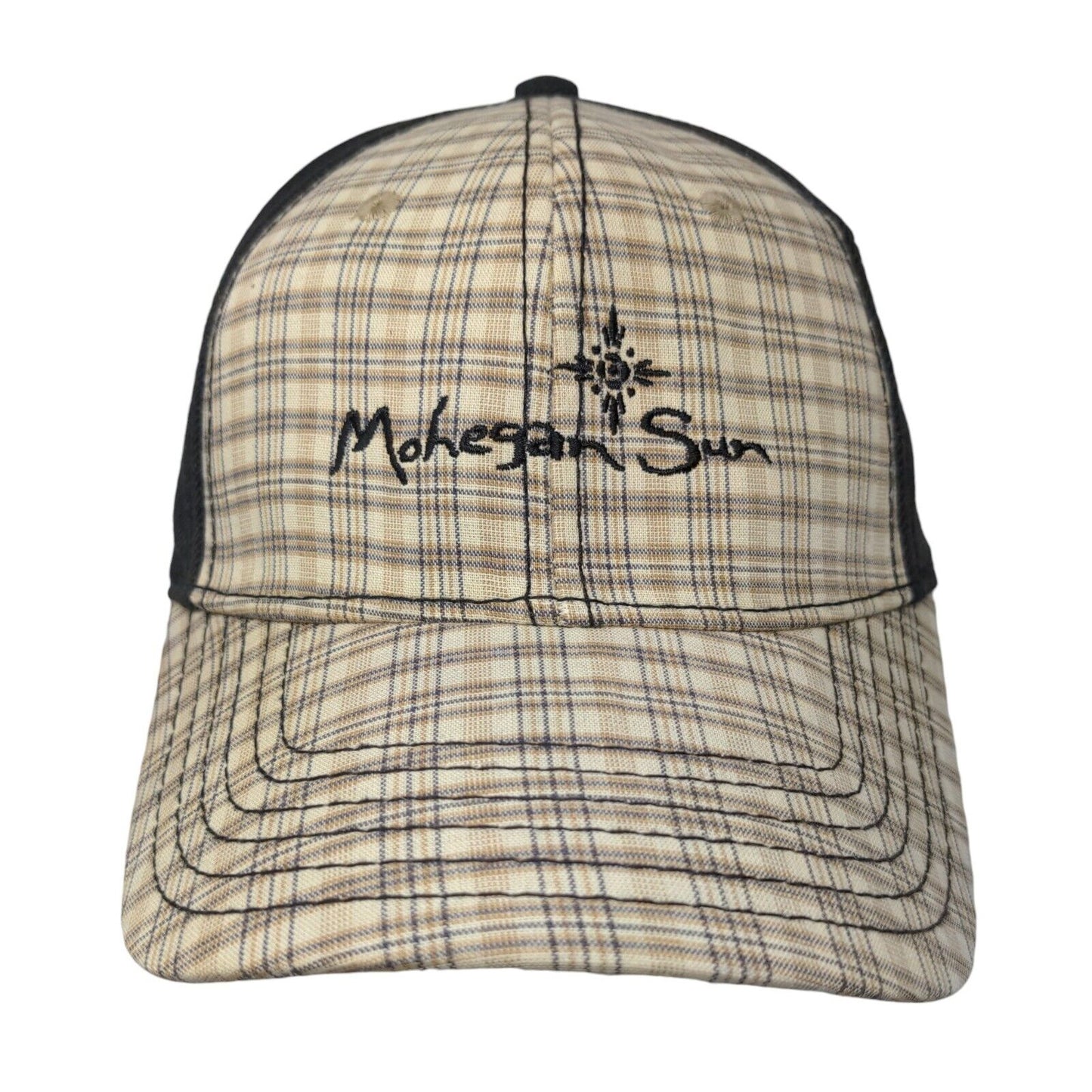 Mohegan Sun Strapback Hat Multicolor OSFA Adjustable Embroidered Plaid Cotton