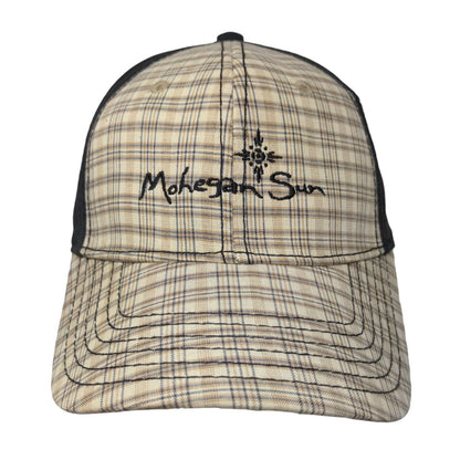 Mohegan Sun Strapback Hat Multicolor OSFA Adjustable Embroidered Plaid Cotton