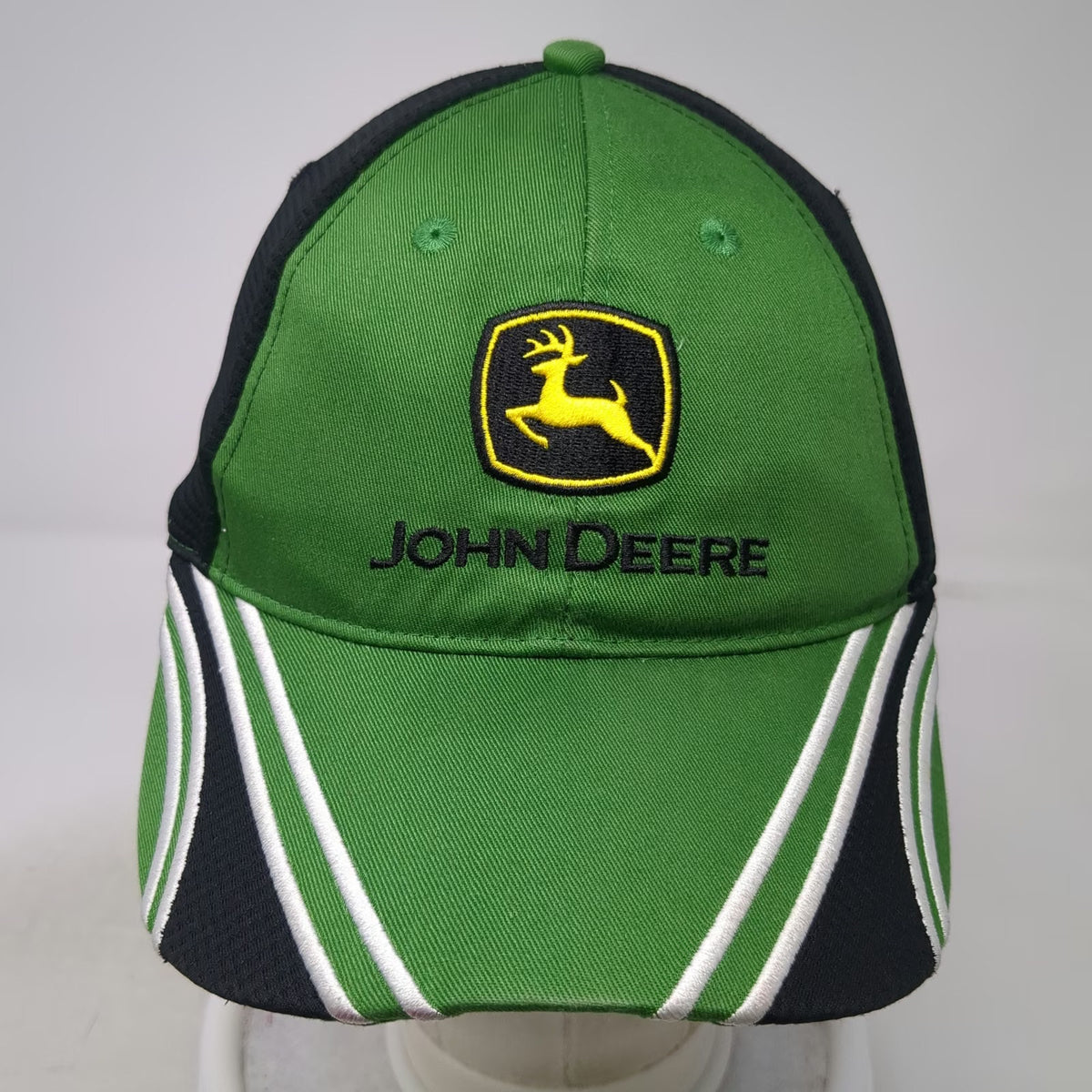 John Deere Baseball Cap Green One Size Mesh Back Contrast Piping Strapback Hat