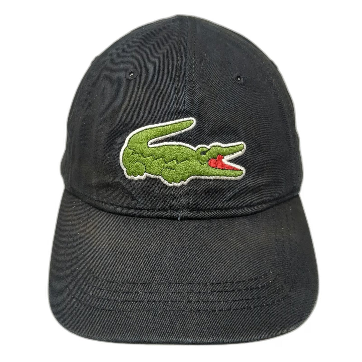 Lacoste Baseball Cap Black One Size Large Embroidered Crocodile Slideback Hat