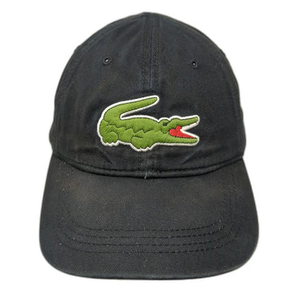 Lacoste Baseball Cap Black One Size Large Embroidered Crocodile Slideback Hat