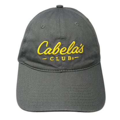 Cabela's Club Baseball Cap Gray One Size Adjustable Yellow Script Logo Hat