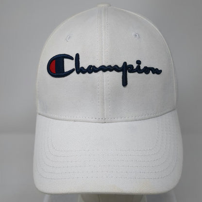 Champion Baseball Cap White One Size Embroidered Script Logo Slideback Strap Hat