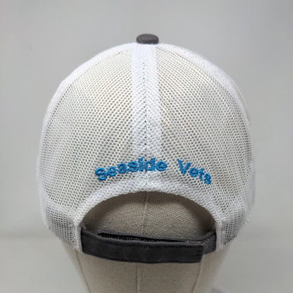 Seaside Vets Paw Strapback Mesh Back Trucker Hat Gray OSFM Embroidered