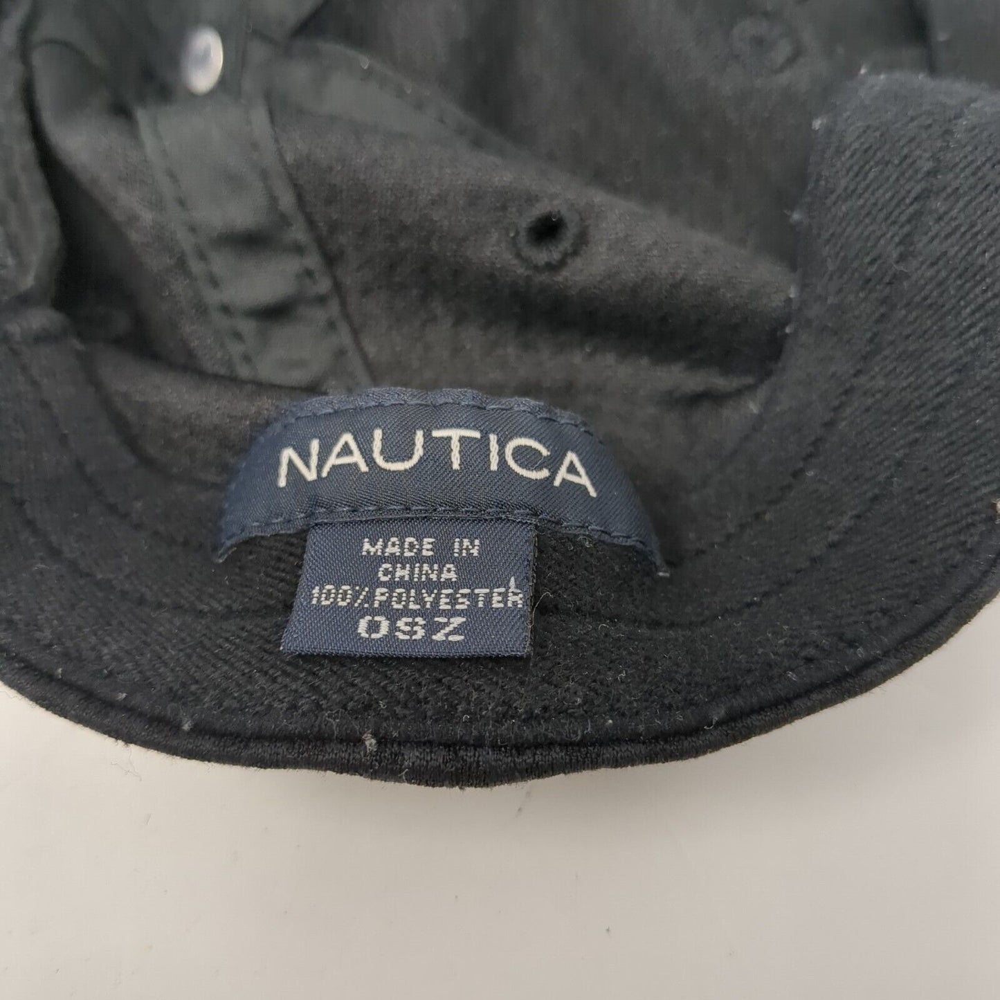 Nautica Logo Strapback Hat Black One Size Solid Adjustable Embroidered
