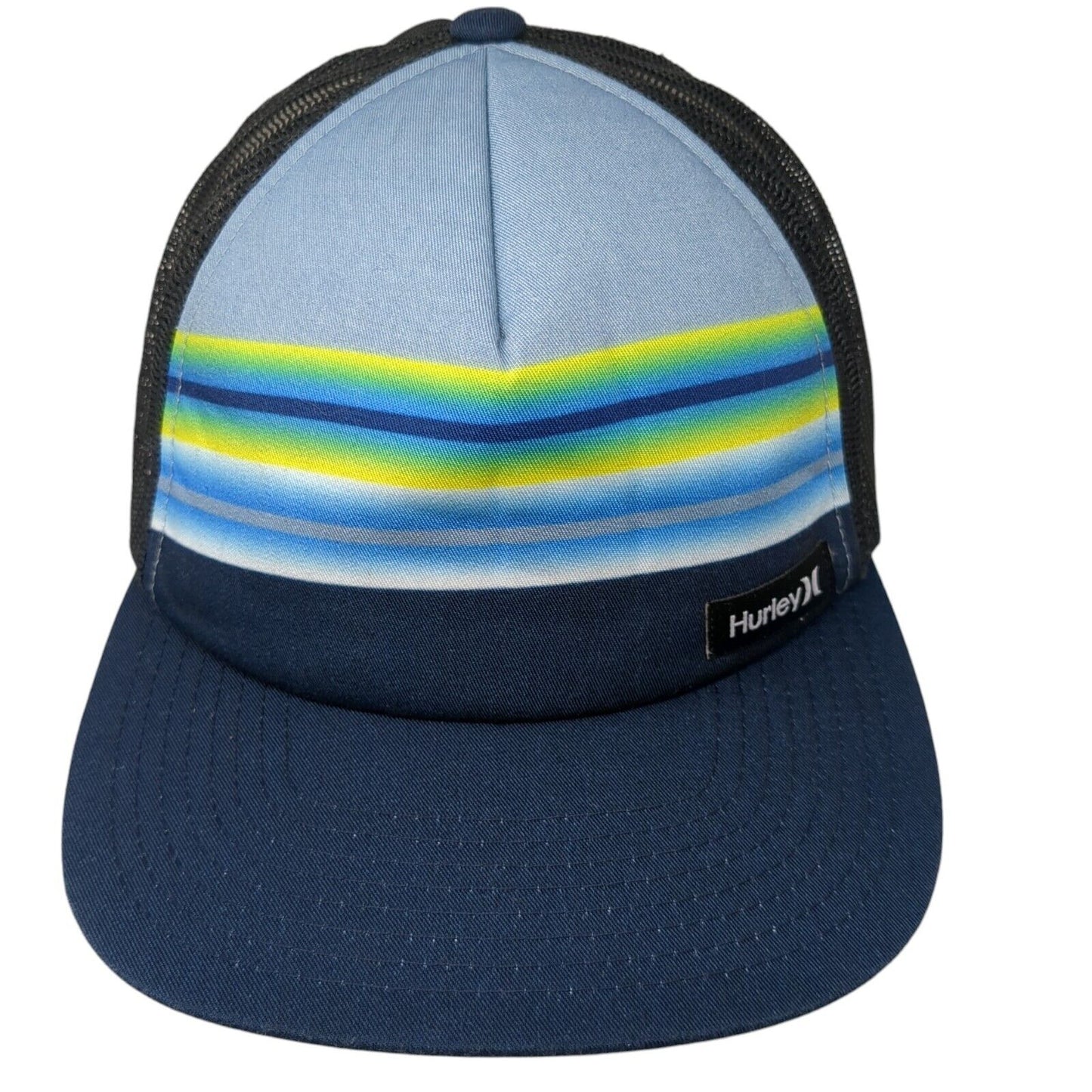 Hurley Snapback Trucker Hat Blue OS Adjustable Stripe Mesh Back Classics Yupoong