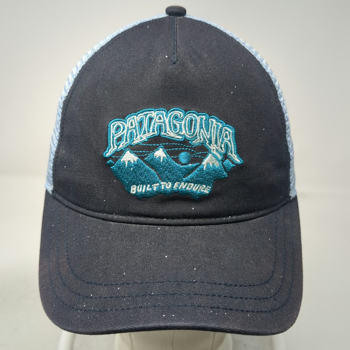 Patagonia Trucker Hat Blue One Size Snapback Built To Endure Mountains Mesh