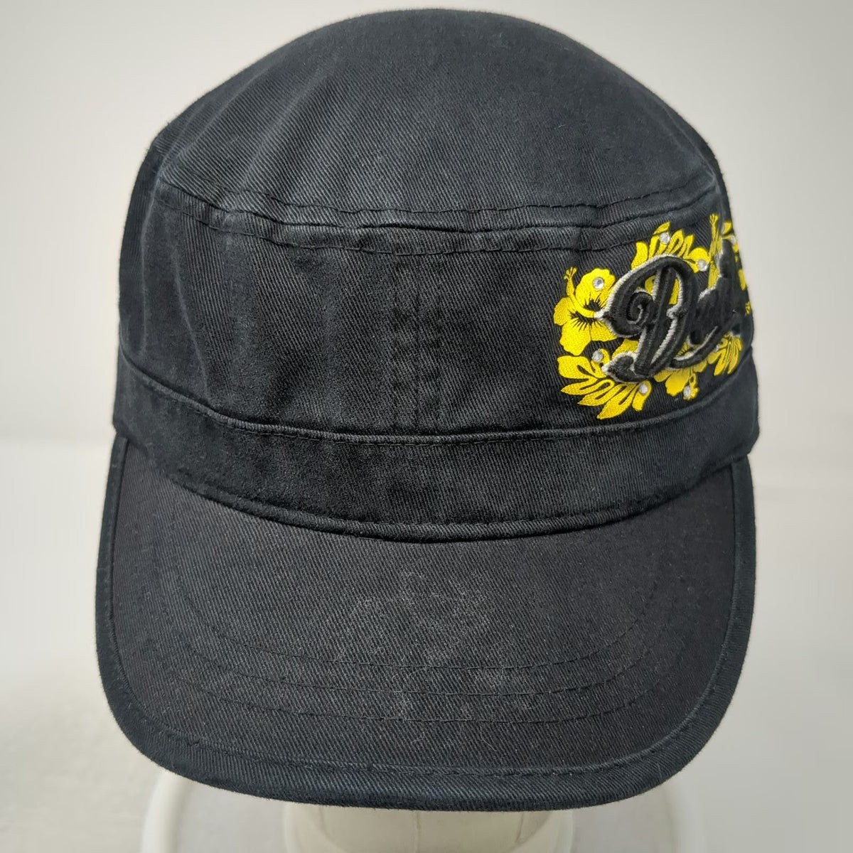 Oregon Ducks NCAA Zephyr Army Cap Black One Size Rhinestones Hibiscus Floral Hat