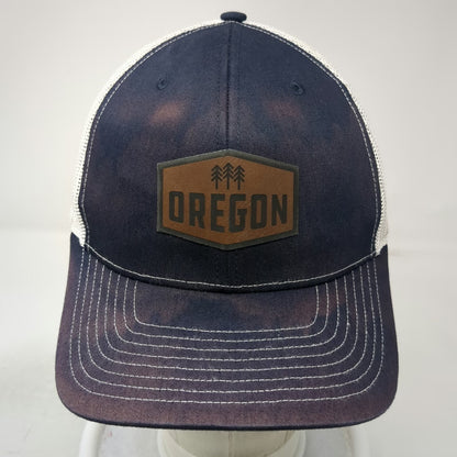 Richardson Trucker Hat Blue One Size Oregon Patch Mesh Back Pine Trees Snapback