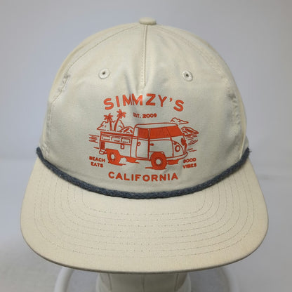 Emblem 5 Panel Beige One Size Hat Simmzy's California VW Bus Beach Eats Snapback
