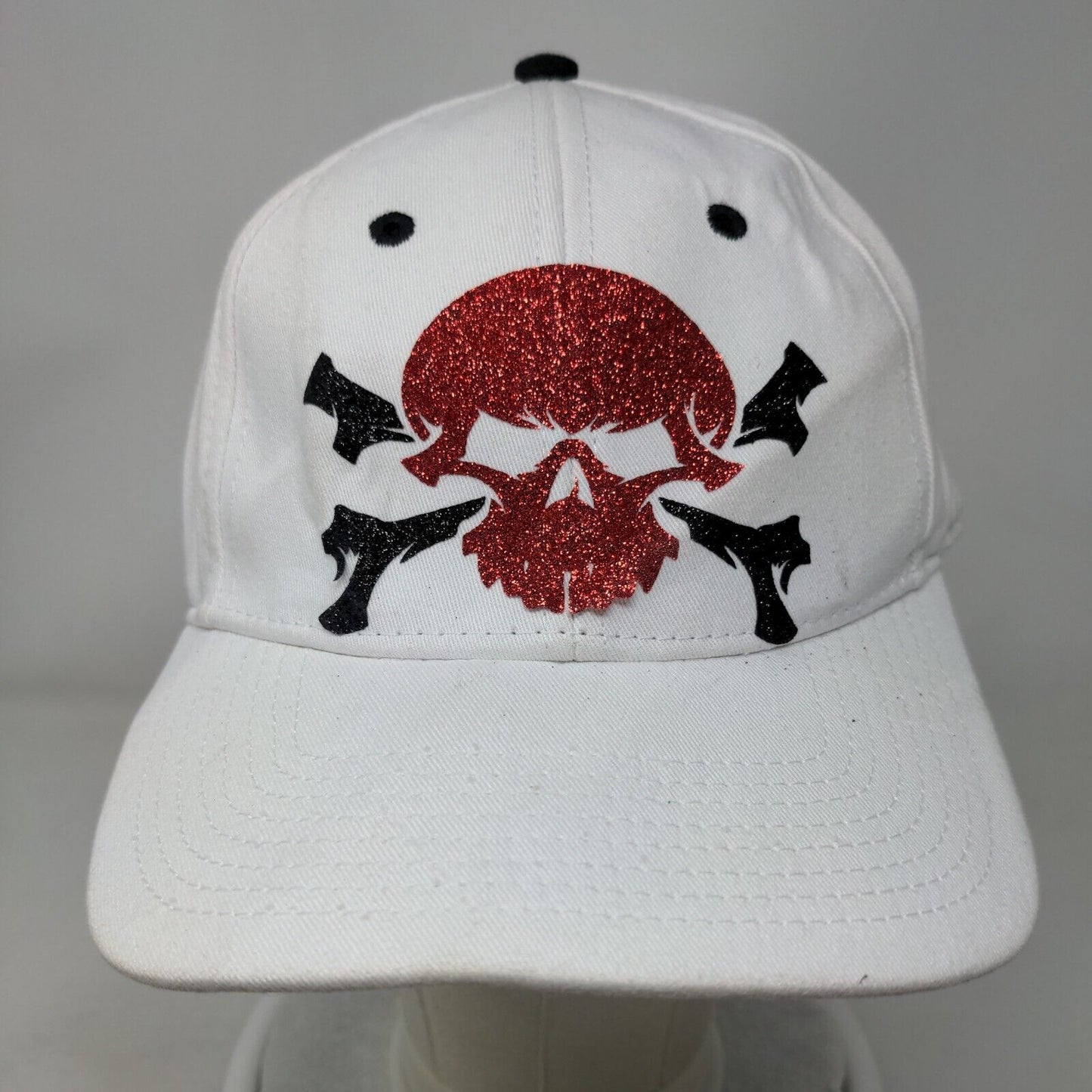Skull Snapback Hat White OSFM Embroidered Vent Holes 6 Panel The Game