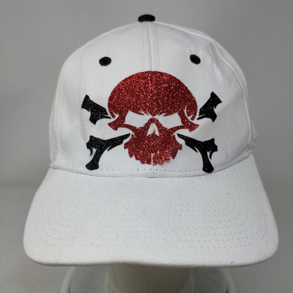 Skull Snapback Hat White OSFM Embroidered Vent Holes 6 Panel The Game