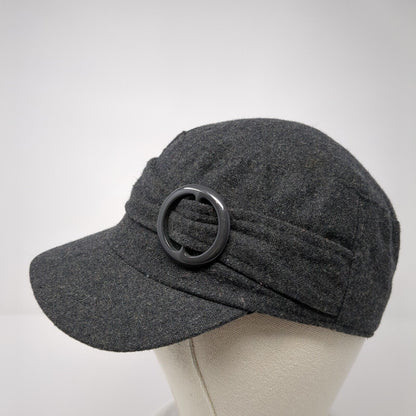 Unbranded Fitted Cadet Army Hat Gray One Size Solid Buckle Outdoor