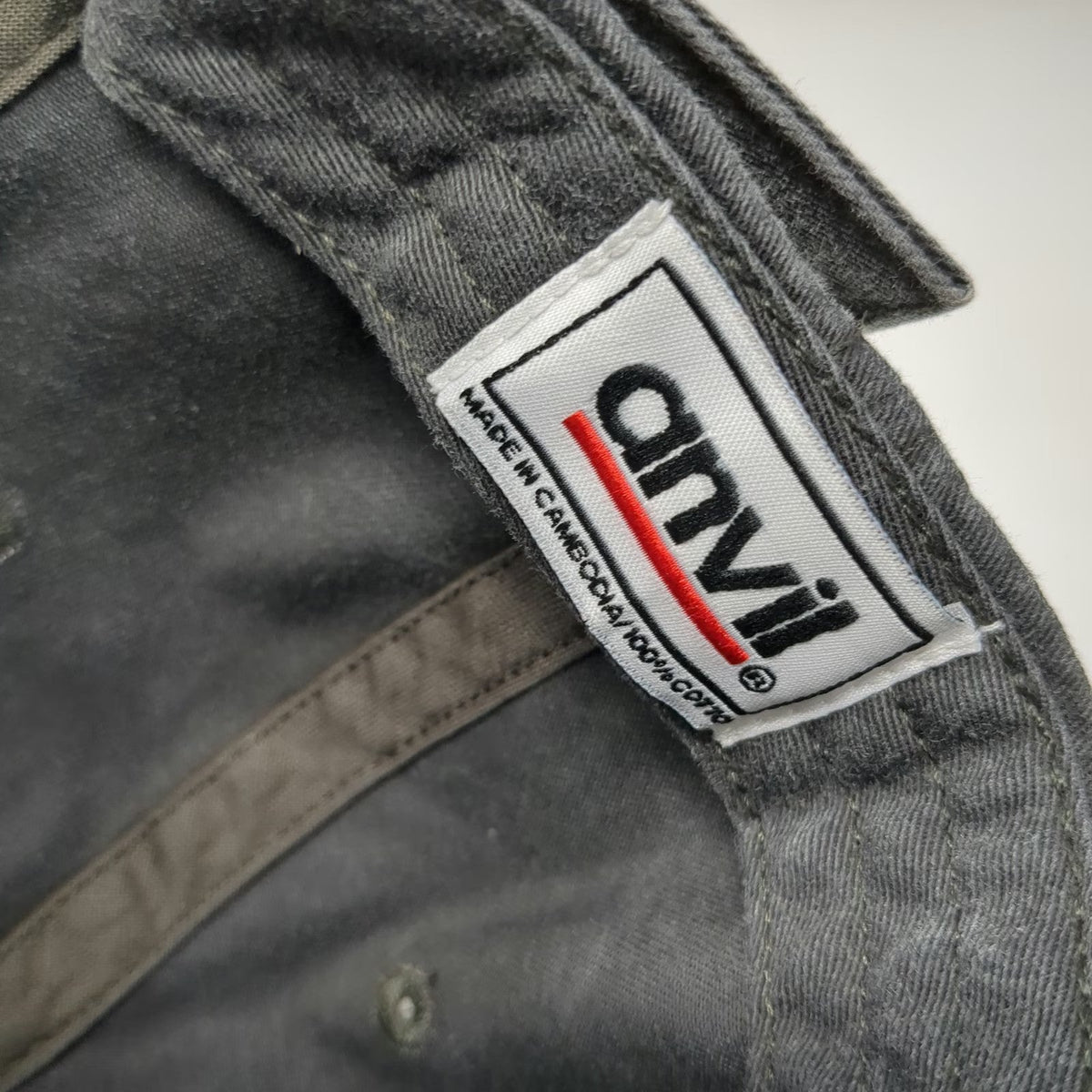 Anvil Baseball Cap Gray One Size Hunt's Oyster Bar Eat em Raw Slideback Hat