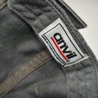 Anvil Baseball Cap Gray One Size Hunt's Oyster Bar Eat em Raw Slideback Hat