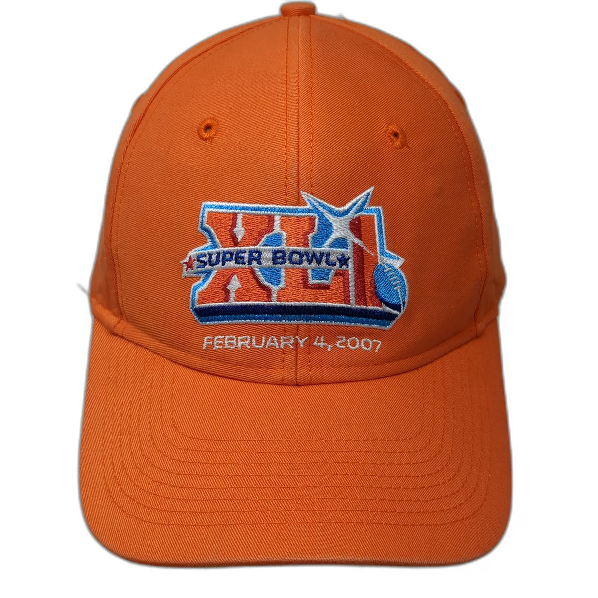 Reebok NFL Super Bowl XLI 2007 Orange One Size Baseball Cap Hat Strapback Cotton