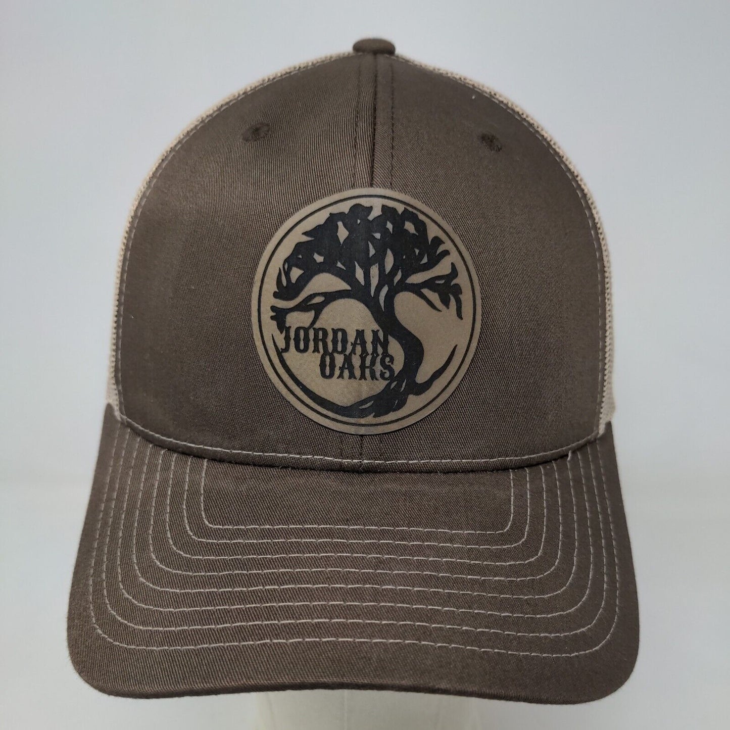 Richardson Men's Snapback Mesh Back Hat Brown Tan Adjustable Jordan Oaks Logo
