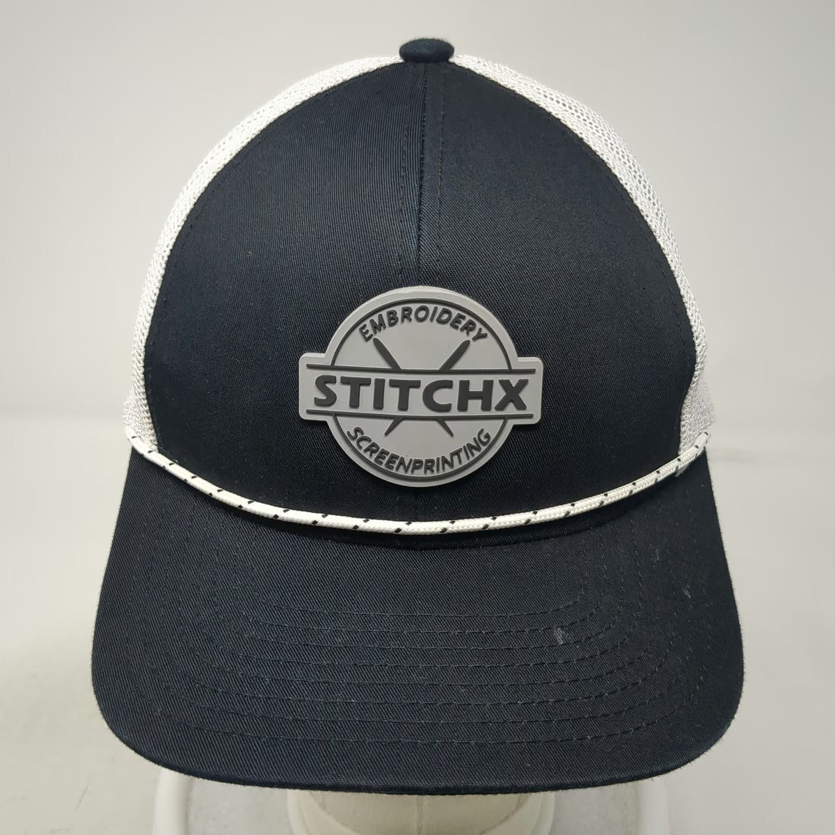 Pacific Headwear Trucker Hat Black One Size Mesh Rope Snapback Stitchx Patch