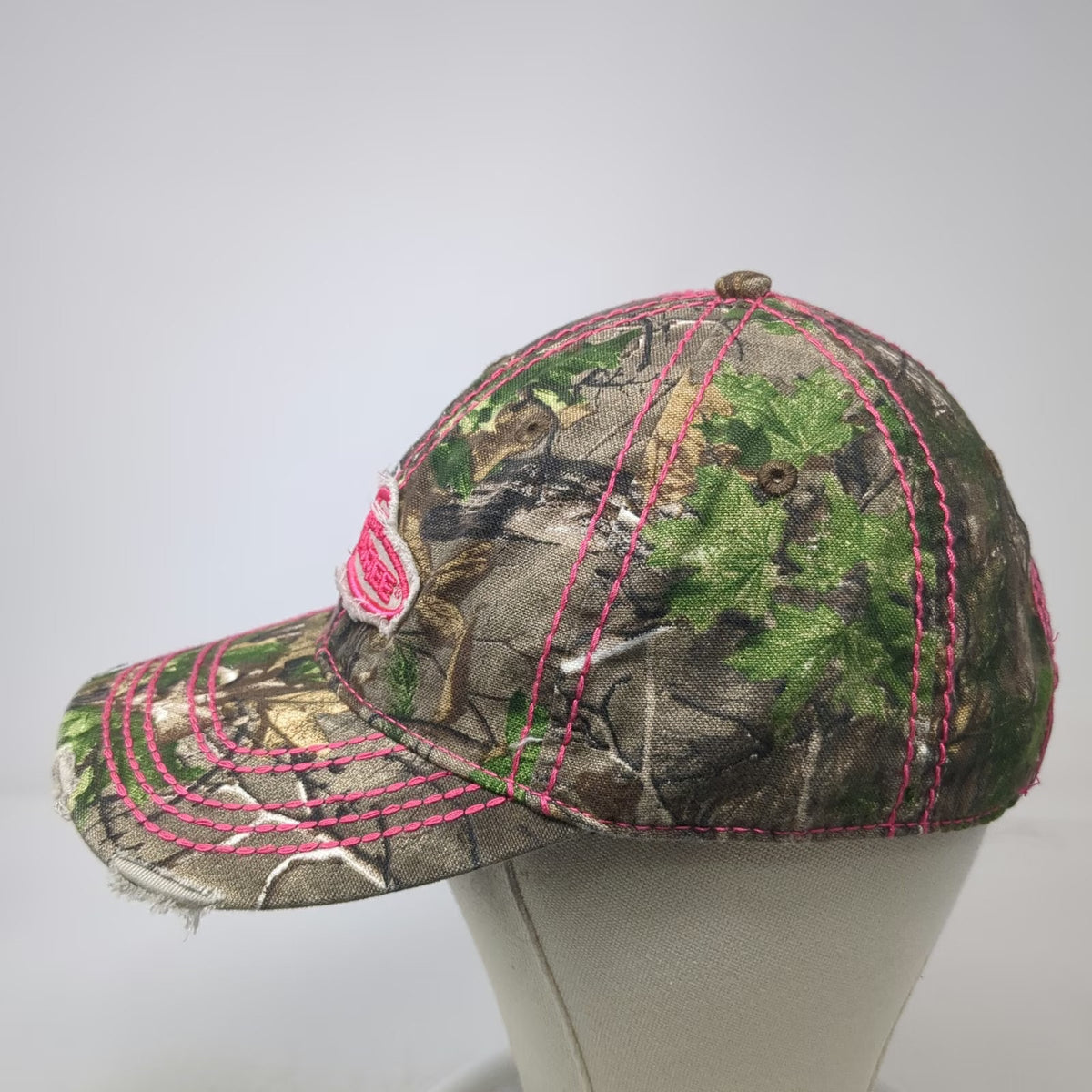 Signatures Baseball Cap Green Pink One Size Team Realtree Camo Distressed Hat