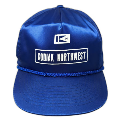 Mohr's 5 Panel Blue Hat One Size Kodiak Northwest Satin Rope Brim Logo Strap