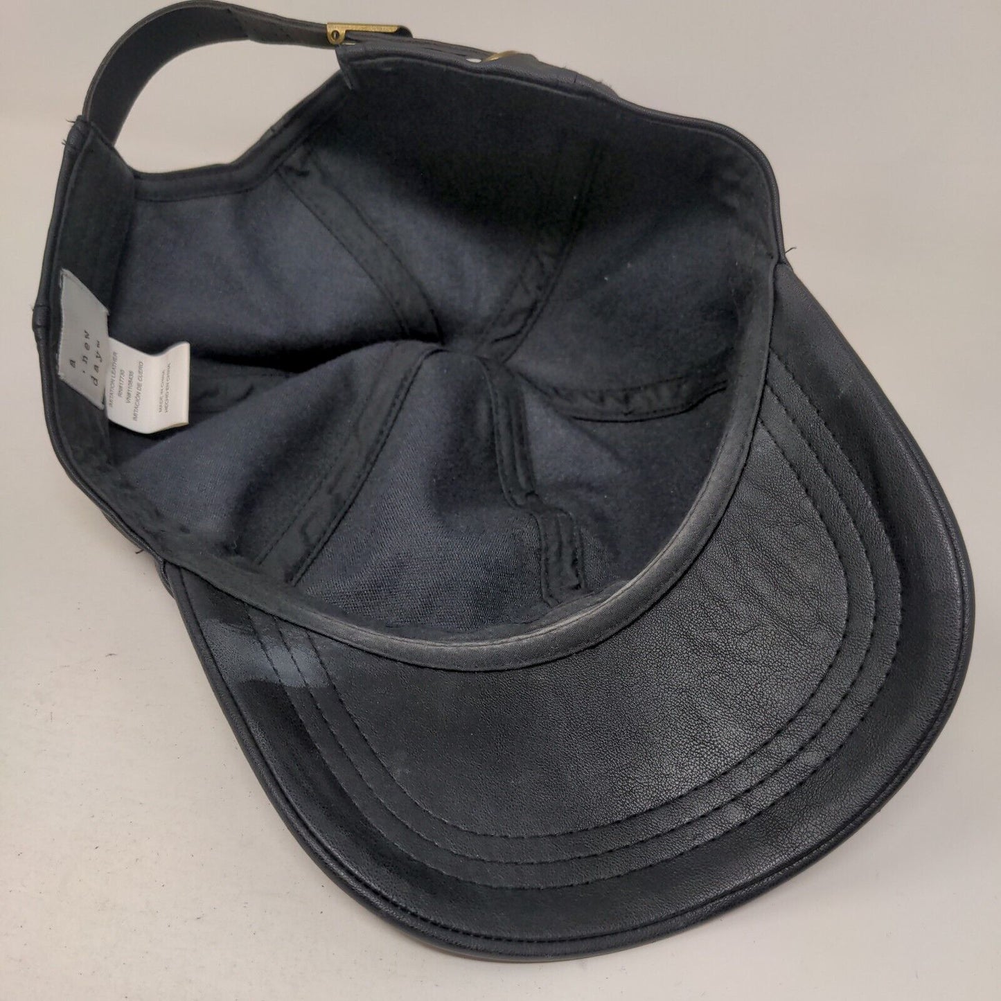 A New Day Faux Leather Slideback Hat Black One Size 6 Panel Blank