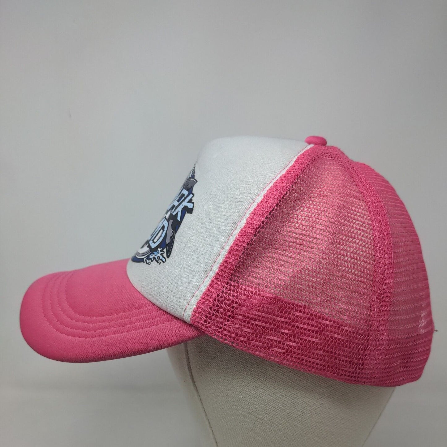 Shark Head Snapback Trucker Hat Pink One Size Mesh Back Adjustable