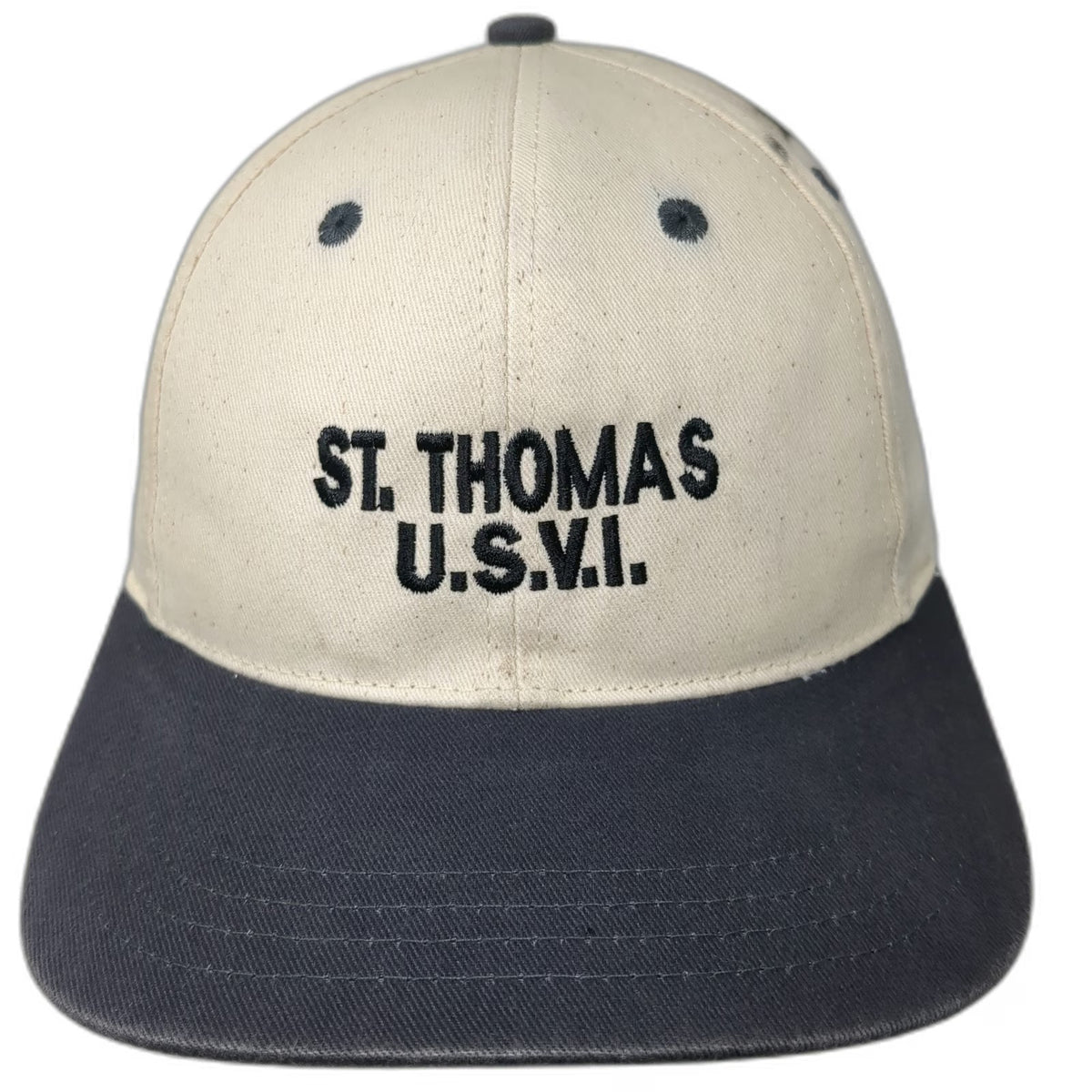Del Sol Baseball Cap St Thomas USVI Beige Blue One Size Slideback Travel Hat