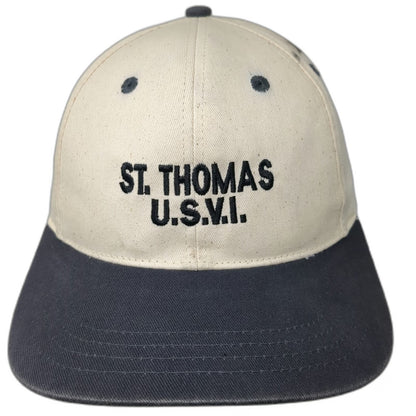 Del Sol Baseball Cap St Thomas USVI Beige Blue One Size Slideback Travel Hat