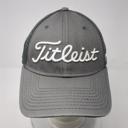 Titleist FJ Pro V1 Fitted Mesh Back Golf Hat Gray S-M New Era 6 Panel