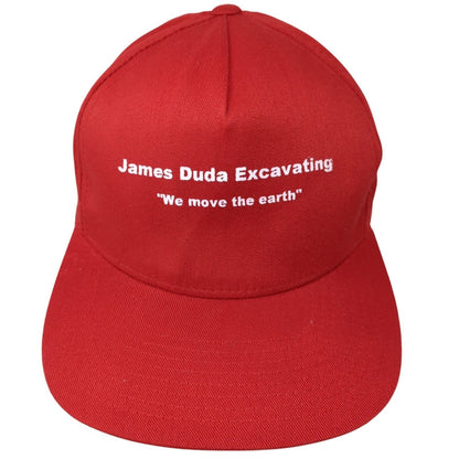 James Duda Excavating We Move The Earth Fitted Hat Red One Size Flexfit Yupoong