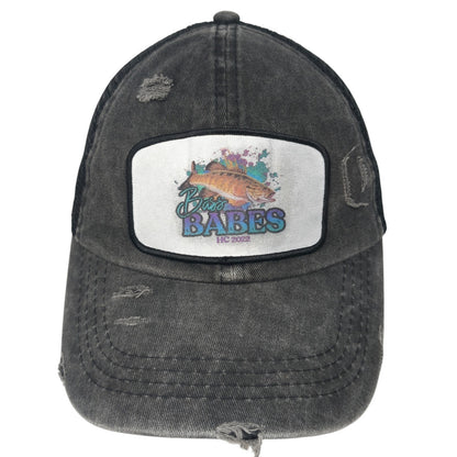 Bass Babes Strapback Trucker Hat Gray One Size Mesh Back Ponytail