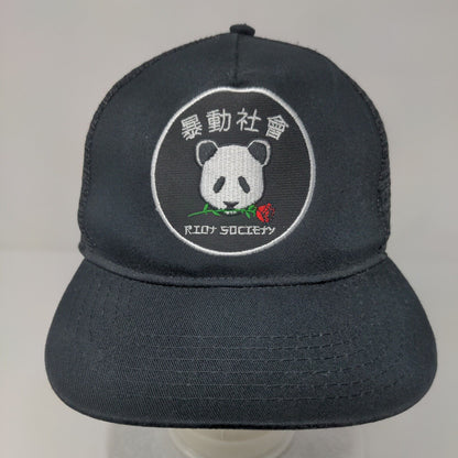 Riot Society Panda Snapback Trucker Hat Black OSFM Adjustable Mesh Back 6 Panel