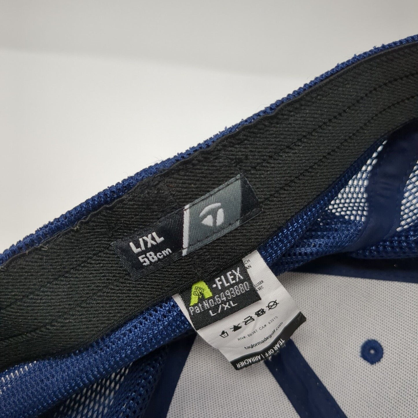 TaylorMade Fitted Mesh Back Hat Blue L/XL Solid Embroidered A-Flex