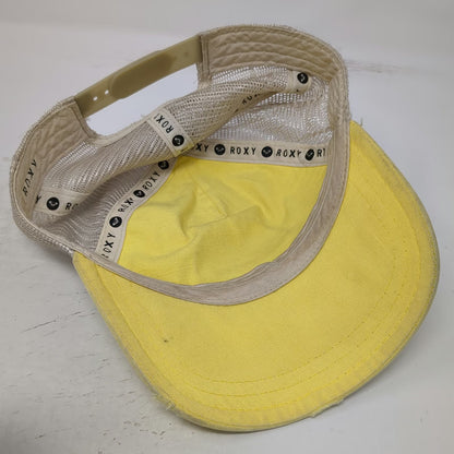 Roxy Trucker Hat Yellow One Size Mesh Snapback Sea Surf Sun Graphic Logo