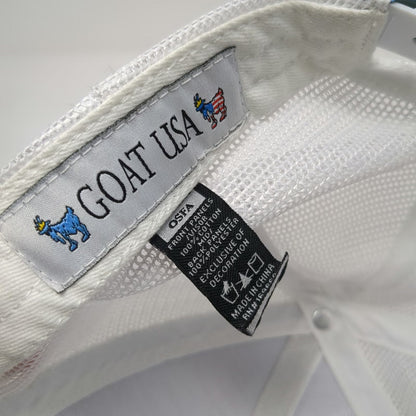 GOAT USA Trucker Hat Gray White One Size Leather Patch Mesh Back Snapback Cap