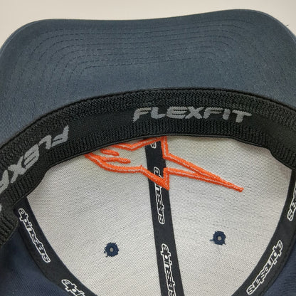 Alpinestars Baseball Cap Blue XL Orange Logo Flexfit Hat Cotton Spandex Moto