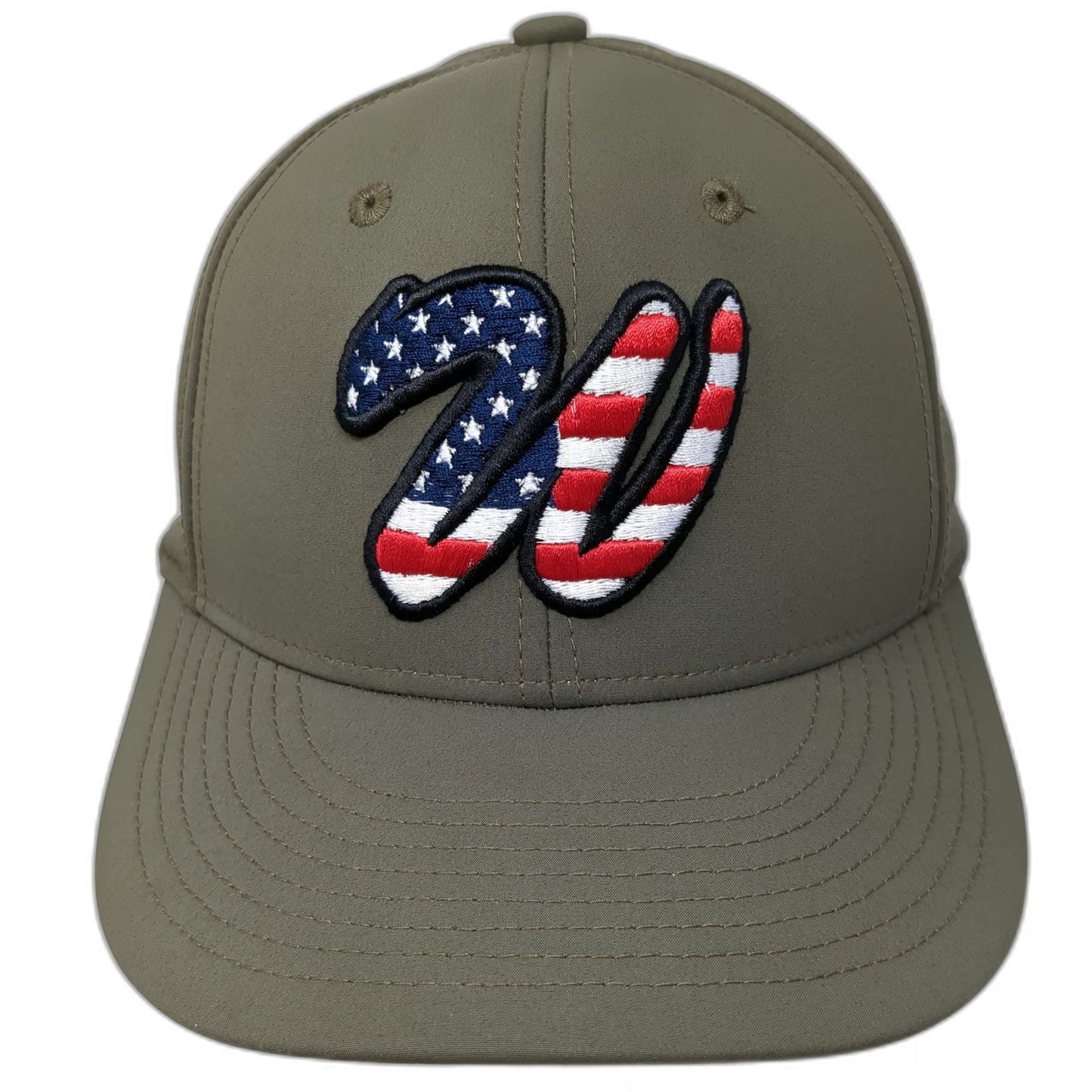 Champro Baseball Cap Green Red White Blue Size M USA Flag W Stretch Fit Hat