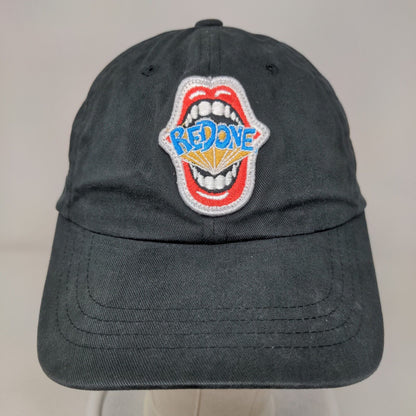 Re/Done Slideback Hat Black Embroidered Lips Logo 100% Cotton Adjustable